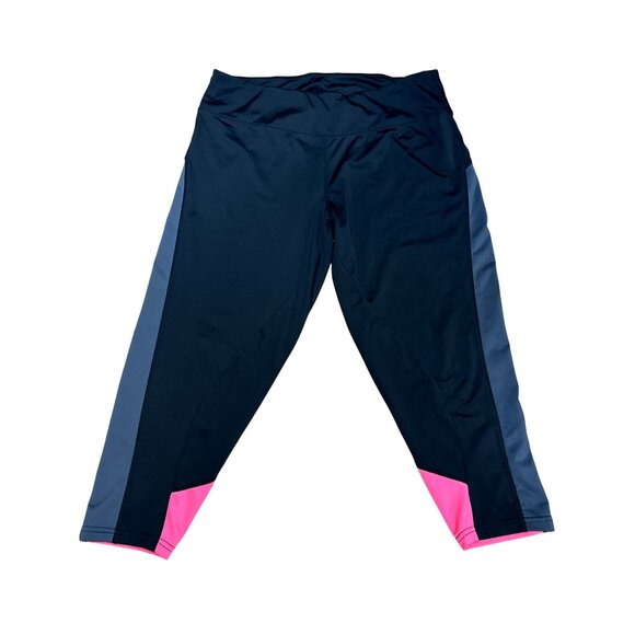 CCC Capri Length Pink Black High Waist Athletic Yoga Pants Size Medium - Picture 5 of 6